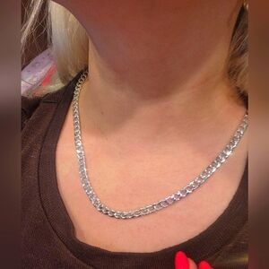 Hip Hop chain large, men's, women's. Silver color. Stainless steel, Hupoallergen